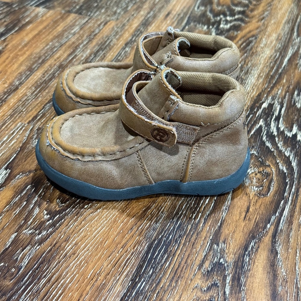Roper Kids Brown Faux Leather Chukka Moc Toe Boots Toddler Size 8 Shoes Boy Girl